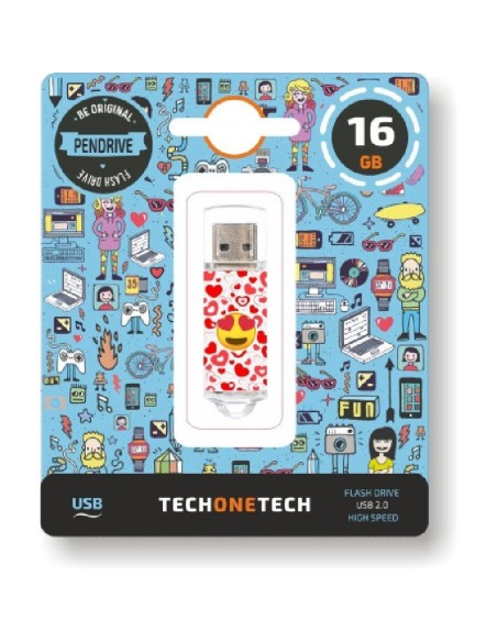 PENDRIVE TECH ONE TECH EMOJIS HEART EYES 16GB - USB 2.0 - Imagen 1