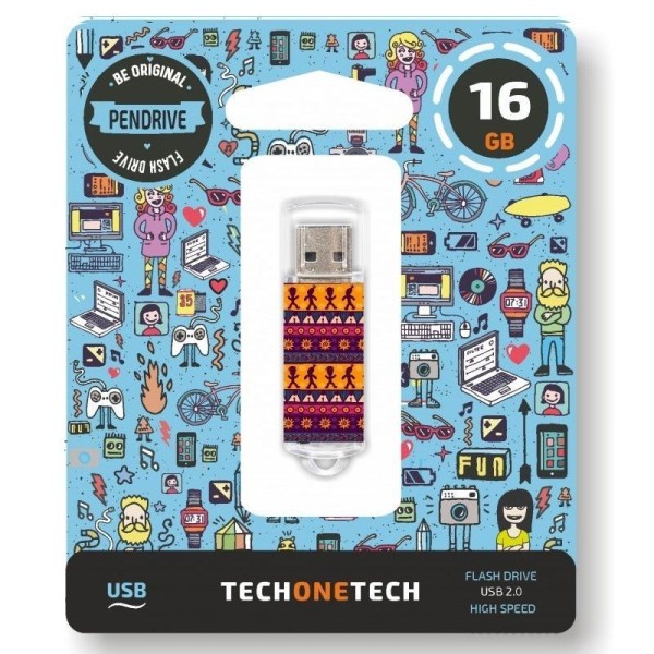 PENDRIVE TECH ONE TECH TRIBAL QUESTIONS 16GB USB 2.0 - Imagen 1