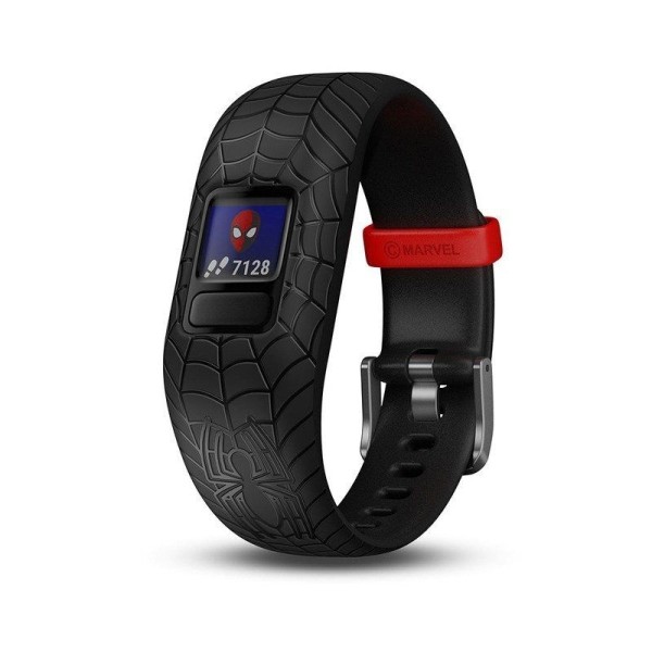 PULSERA CUANTIFICADORA INFANTIL GARMIN VIVOFIT JR2 MARVEL SPIDERMAN NEGRA - PANTALLA 1.5CM - BT - SALUD - 5 ATM - COMPATIBLE CON