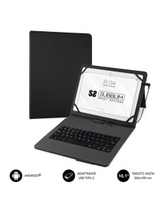 FUNDA CON TECLADO SUBBLIM KEYTAB PRO USB BLACK - PARA TABLET DE 10.1'/25.65CM - MICROUSB CON ADAPTADOR TIPO-C - CIERRE SOLAPA MA