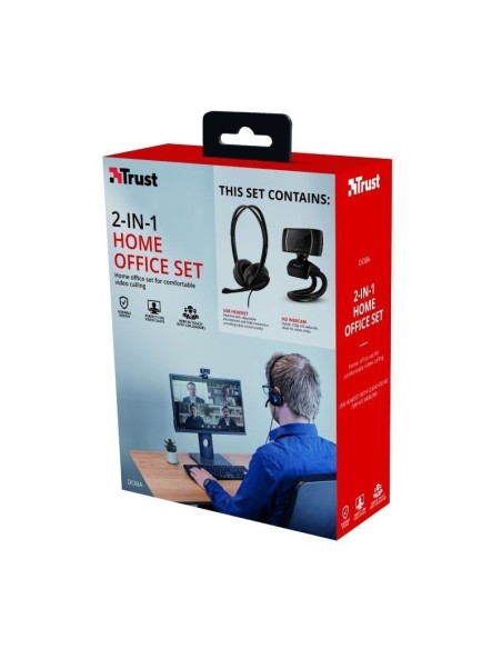 PACK 2 EN 1 TRUST DOBA HOME OFFICE SET - WEBCAM HD 720P - AURICULARES CON MICRÓFONO AJUSTABLE - CONEXIÓN USB - Imagen 1