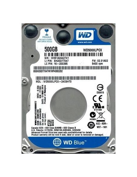 HD 2.5' WD BLUE 500GB SATA III 5400RPM · - Imagen 1