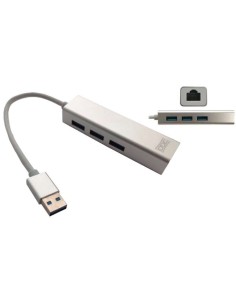 Hub USB 3GO HUB37PETH/ 3 Puertos USB 3.0/ 1 RJ45/ Blanco - Imagen 1