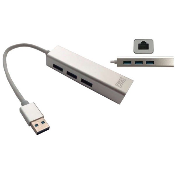 Hub USB 3GO HUB37PETH/ 3 Puertos USB 3.0/ 1 RJ45/ Blanco - Imagen 1