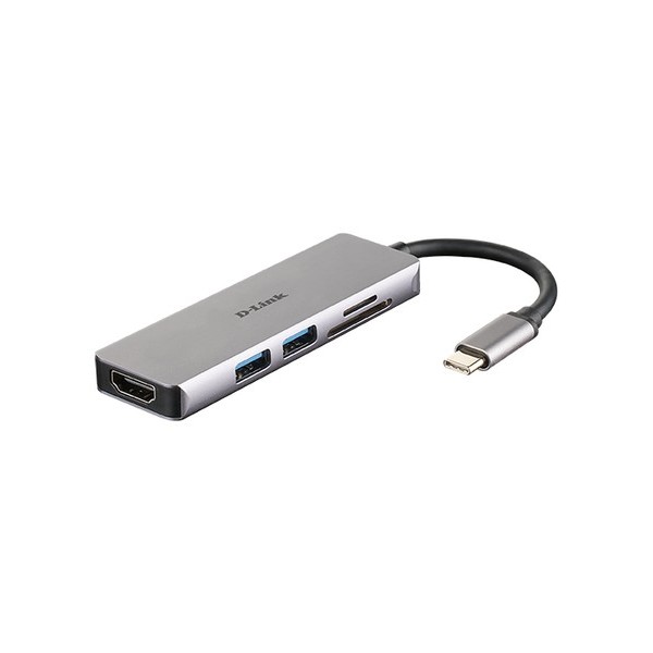 Hub USB D-Link DUB-M530/ 2 Puertos USB 3.0/ 1 HDMI/ 1 Lector Tarjetas SD/ Gris - Imagen 1