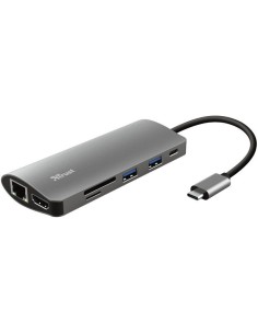 Hub USB Trust Dalyx/ 2 Puertos USB/ 1 Puerto USB-C/ 1 HDMI/ 1 RJ45/ 1 Lector Tarjetas SD y microSD/ Gris - Imagen 1
