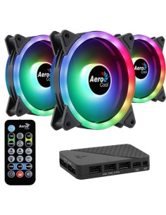 Pack 3 Ventiladores Aerocool 12 Dúo Pro/ 12 cm + H66F HUB + Mando a Distancia - Imagen 1