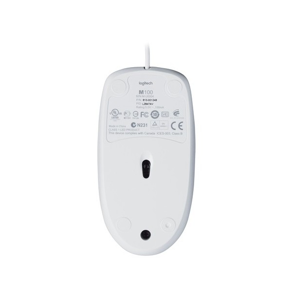 Ratón Logitech M100/ Hasta 1000 DPI/ Blanco - Imagen 4