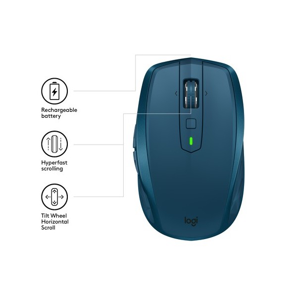 Ratón Inalámbrico por Bluetooth/ 2,4GHz Logitech MX Anywhere 2S/ Hasta 4000 DPI/ Verde Azulado - Imagen 4