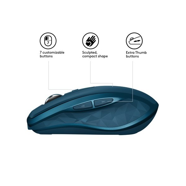 Ratón Inalámbrico por Bluetooth/ 2,4GHz Logitech MX Anywhere 2S/ Hasta 4000 DPI/ Verde Azulado - Imagen 5