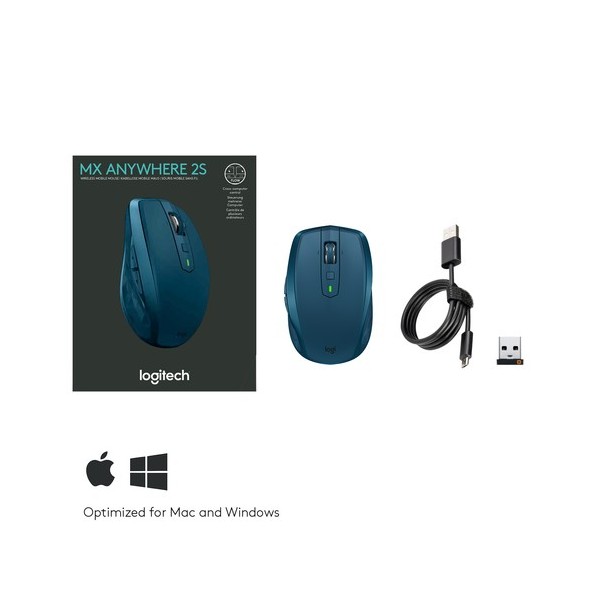Ratón Inalámbrico por Bluetooth/ 2,4GHz Logitech MX Anywhere 2S/ Hasta 4000 DPI/ Verde Azulado - Imagen 7