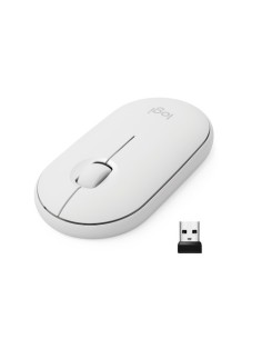Ratón Inalámbrico por Bluetooth/ 2,4GHz Logitech Pebble M350/ Hasta 1000 DPI/ Blanco Crudo - Imagen 1 2