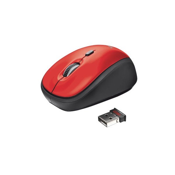 RATÓN MINI ÓPTICO INALÁMBRICO TRUST YVI 2.4GHZ 800 / 1600 DPI ROJO Y NEGRO - 19522