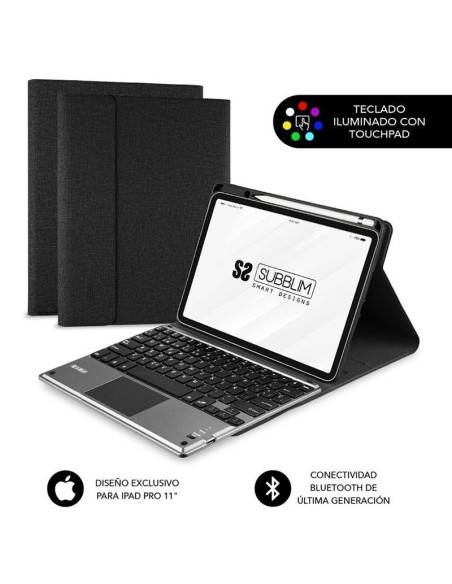 Funda con Teclado Subblim Keytab Pro Bluetooth Touchpad para Tablets Apple iPad Pro de 11' 2020/ Negra - Imagen 1