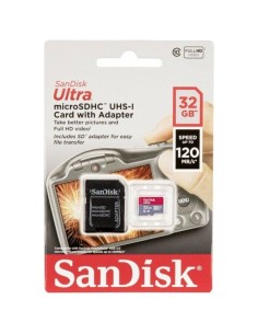 Tarjeta de Memoria SanDisk Ultra 32GB microSD HC UHS-I con Adaptador/ Clase 10/ 120MBs - Imagen 1