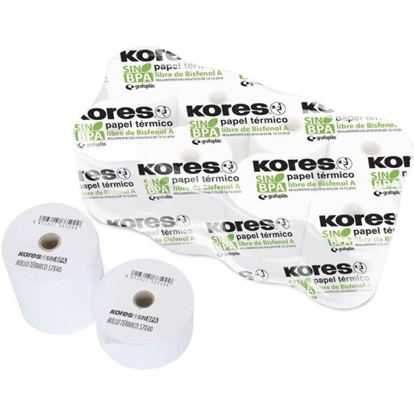 Rollo Papel Térmico Kores 56654300/ 57x45x12/ 10 unidades - Imagen 1
