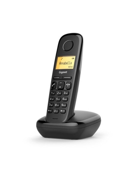 TELÉFONO DECT GIGASET A170 NEGRO - AGENDA 50 CONTACTOS - PANTALLA ILUMINADA 1.5'/3.81CM - IDENTIFICACIÓN LLAMADA - FUNCIÓN ALARM