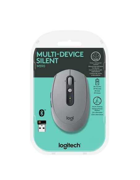 Ratón Inalámbrico por Bluetooth/ 2,4GHz Logitech Silent M590/ Hasta 1000 DPI/ Gris - Imagen 6